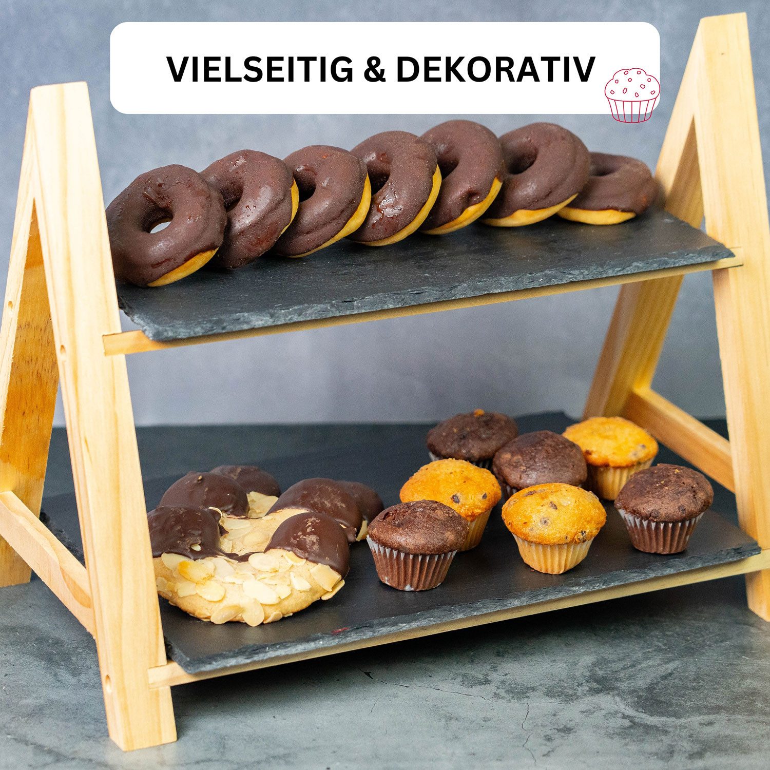 WESTMARK Etagere 2-stufig »Tapas + Friends«, Schiefer, Kiefer