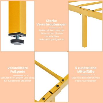 COSTWAY Metallbett, mit Kopfteil & Lattenrost, bis 300kg, nur Bettrahmen