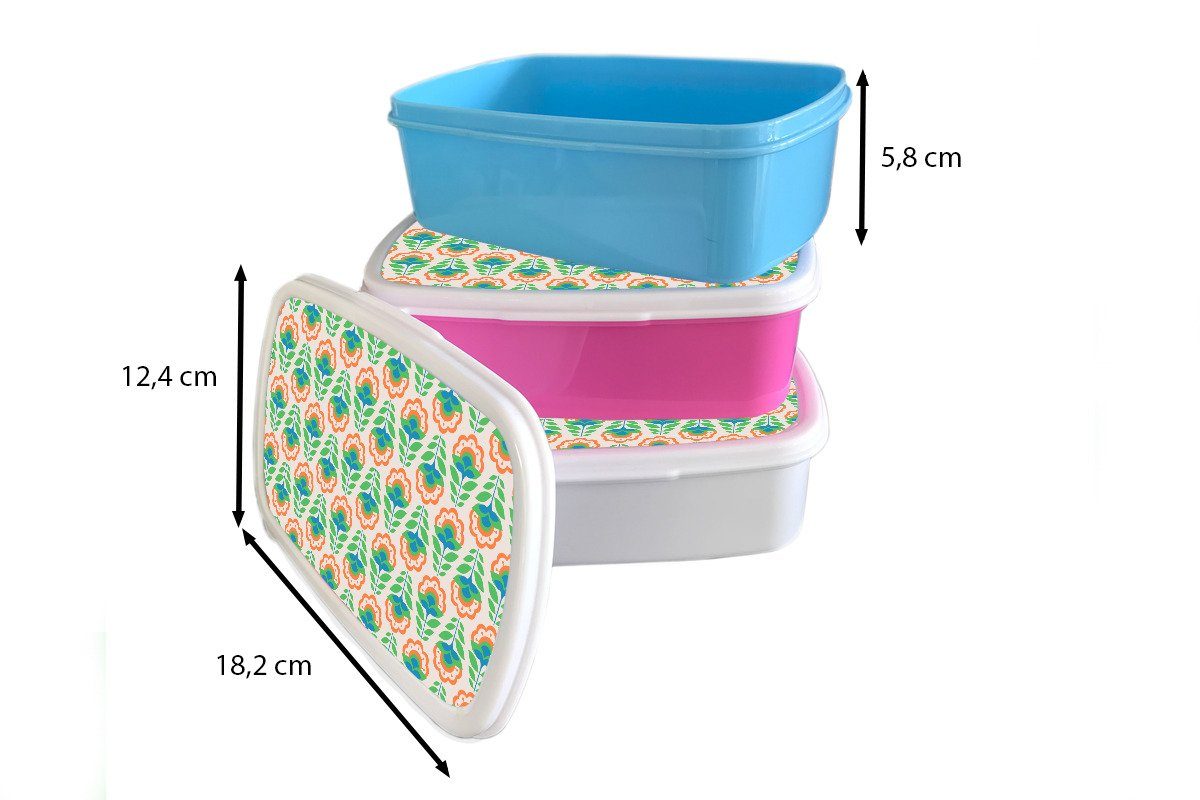 - Grün - Brotdose, Blumen (2-tlg), Kinder weiß Kunststoff, für Lunchbox Erwachsene, für - MuchoWow Retro und Orange, - Brotbox Jungs Design Mädchen und