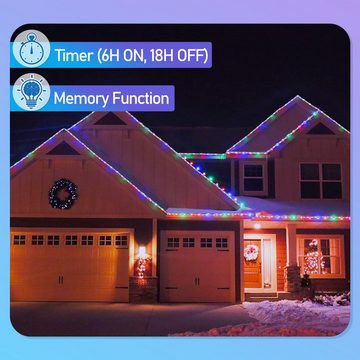 BlingBin LED Lichtleiste Neon lampe Lichterkette Innen/Außen Lichterschlauch mit Controller, 8 Beleuchtungsmodi, LED fest integriert, Warmweiß / Bunt / Weiß / Blau / Gelb, für Außen Garten Party Weihnachten Deko Röhrenlicht- Bunt 100 LED
