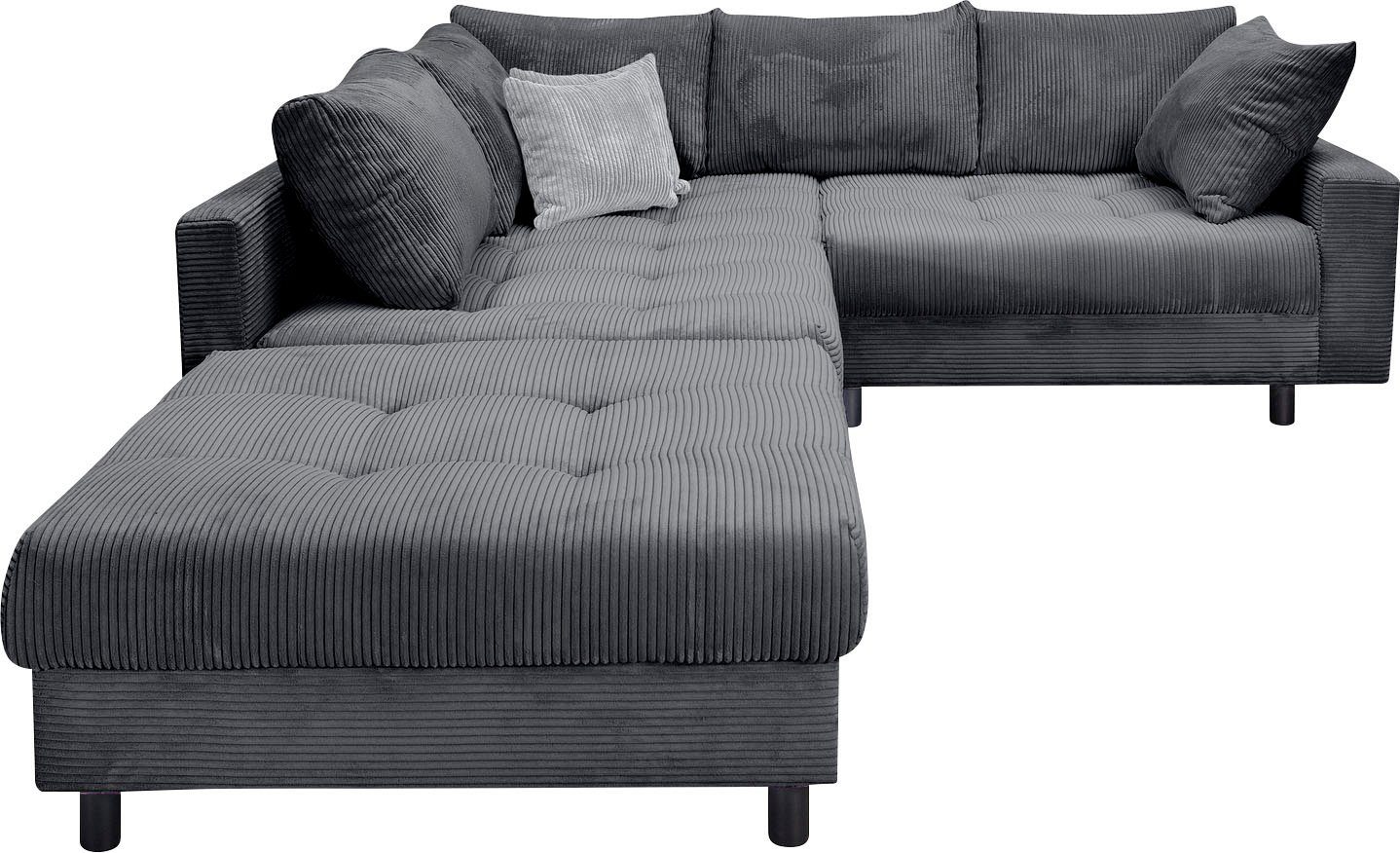 COLLECTION AB Ecksofa Toni L-Form, B: 215 cm, mit Hocker & 2 Zierkissen, Federkern