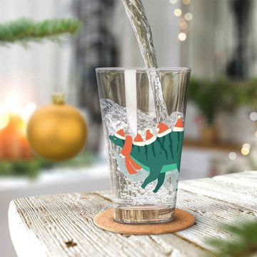 GRAVURZEILE Glas mit UV Druck Weihnachtsmotiv - Santasaurus, - Weihnachtsdeko - Geschenke für Jungen und Mädchen, Zur Weihnachtszeit zum Wichteln und als Geschenk für Kinder