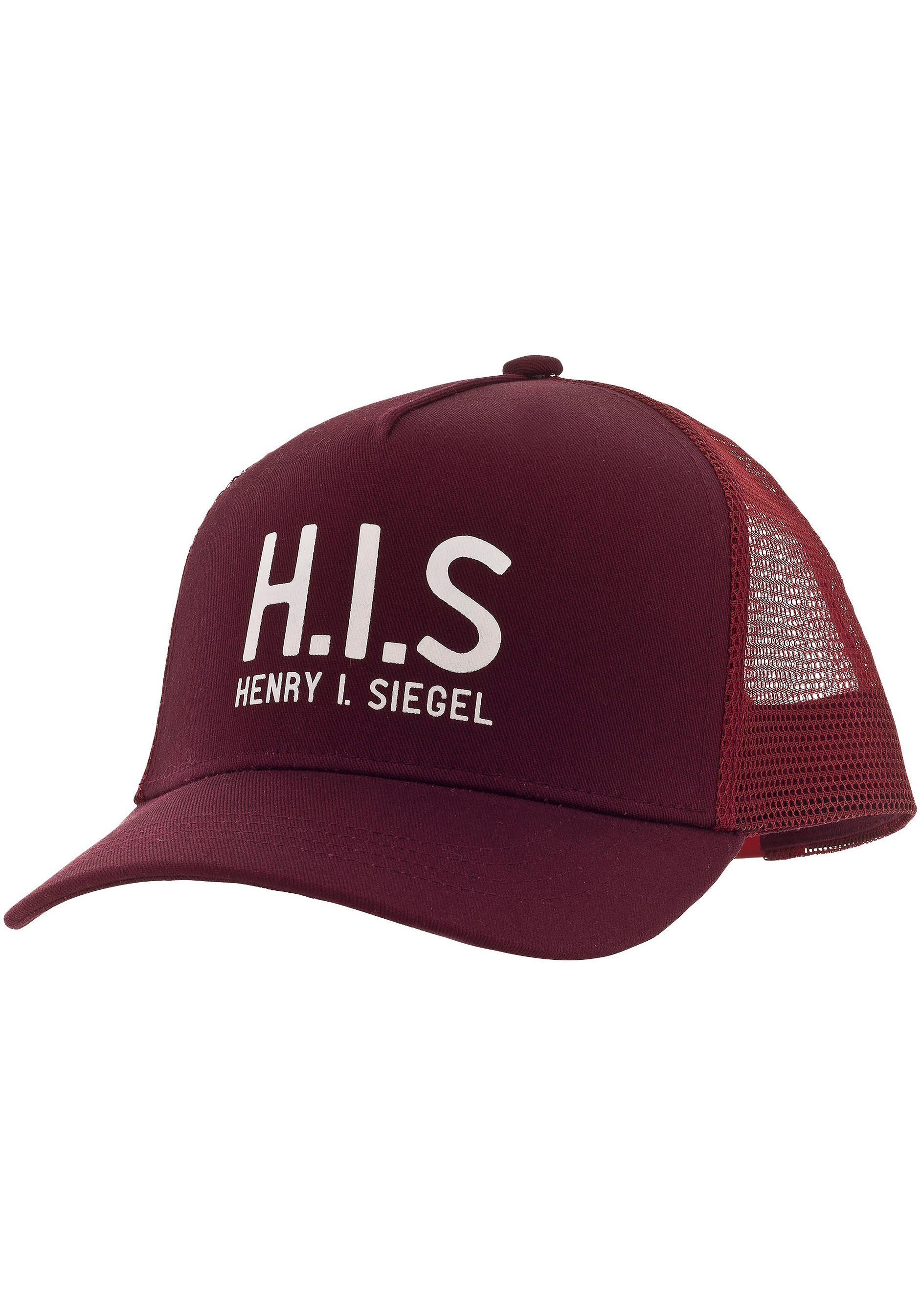 H.I.S Baseball Cap Mesh-Cap mit H.I.S.-Print bordeaux