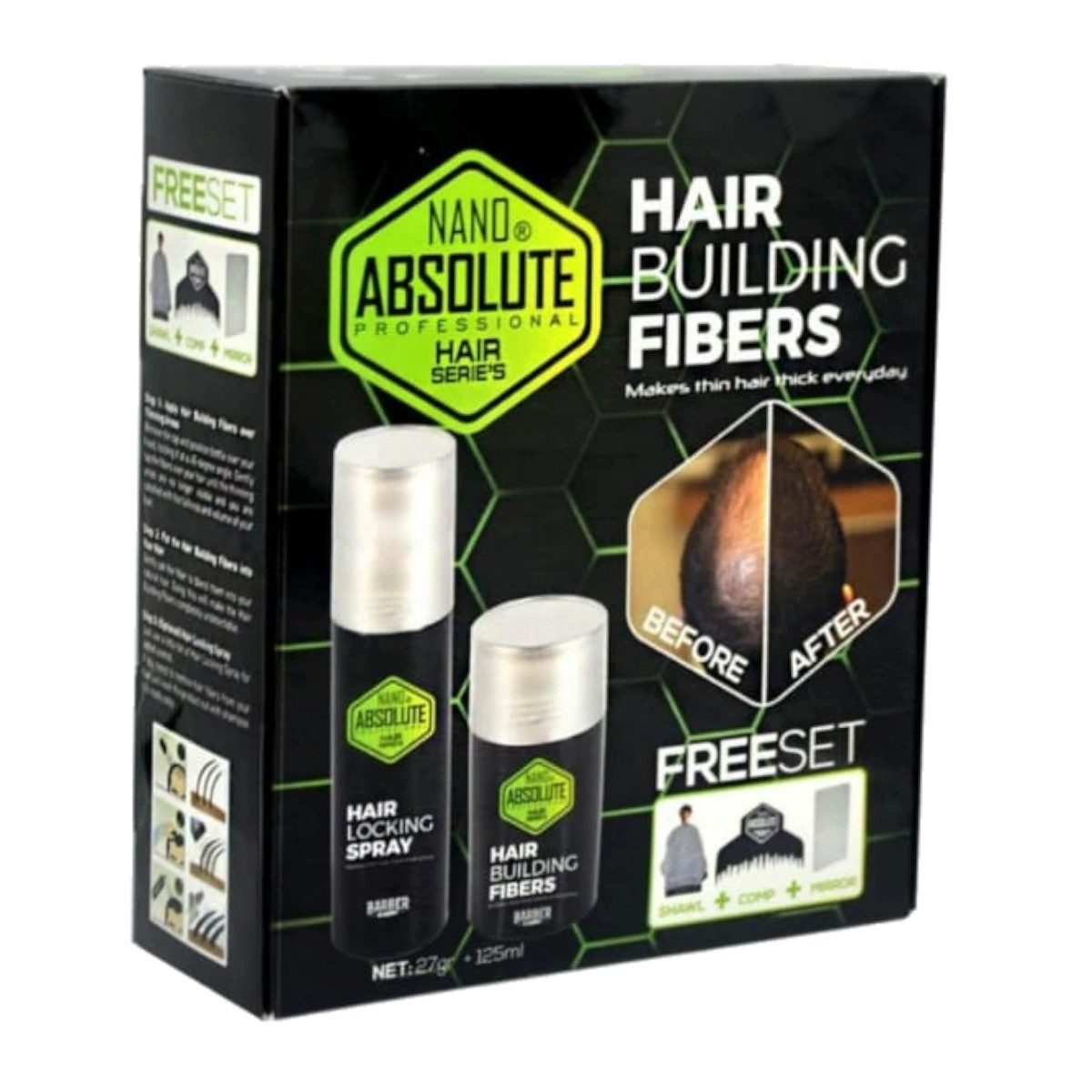 Haarpuder Hair Building Fibers Haarpuder Topik Set 125ml + 27g Mittelbraun