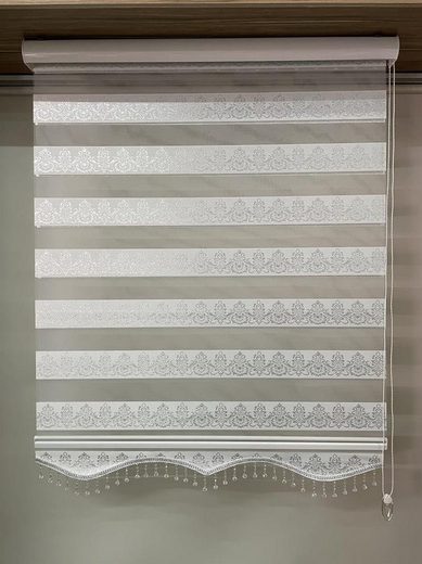 Rollo »Fenster Rollo Gardine Doppelrollo Aluminiumkassett«, Royalde, blickdicht, mit Bohren