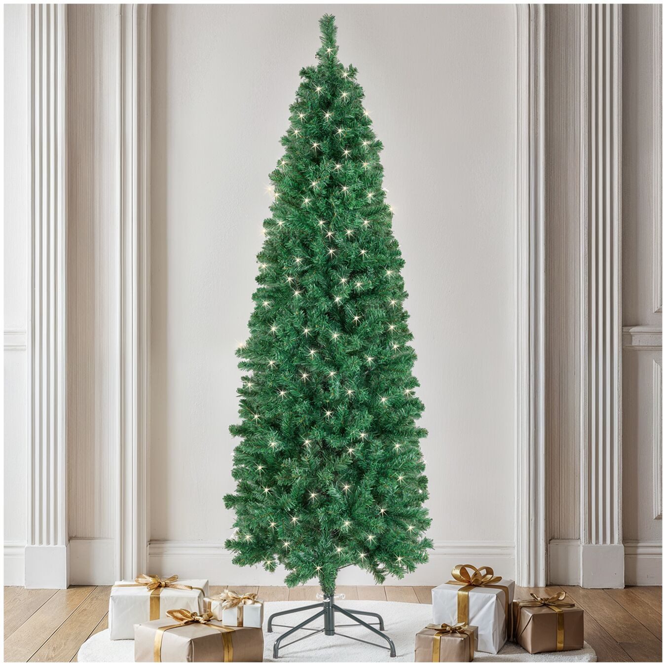 tectake Künstlicher Weihnachtsbaum Weihnachtsbaumset, Größenwahl, Lichterkette, pulverbesch. Ständer, Undekorierter/Unbeleuchteter Baum, Kunstbaum, grün, dicht, naturgetreu, formbar, voluminös, Stecksystem