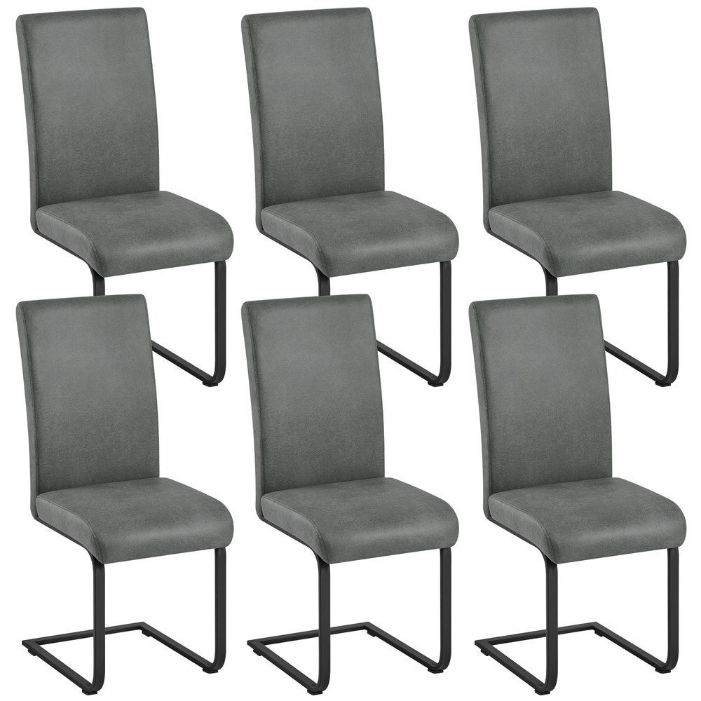 Yaheetech Esszimmerstuhl 2/4/6-er Küchenstuhl (6 St), Schwinger Polsterstuhl mit Ergonomischer Rückenlehne & Metallbeine