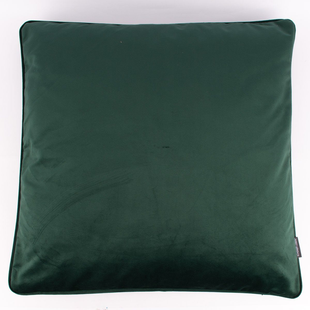 SCHÖNER LEBEN. Dekokissen Samtkissen mit Keder und Füllung grün 70x70cm von SCHÖNER LEBEN.