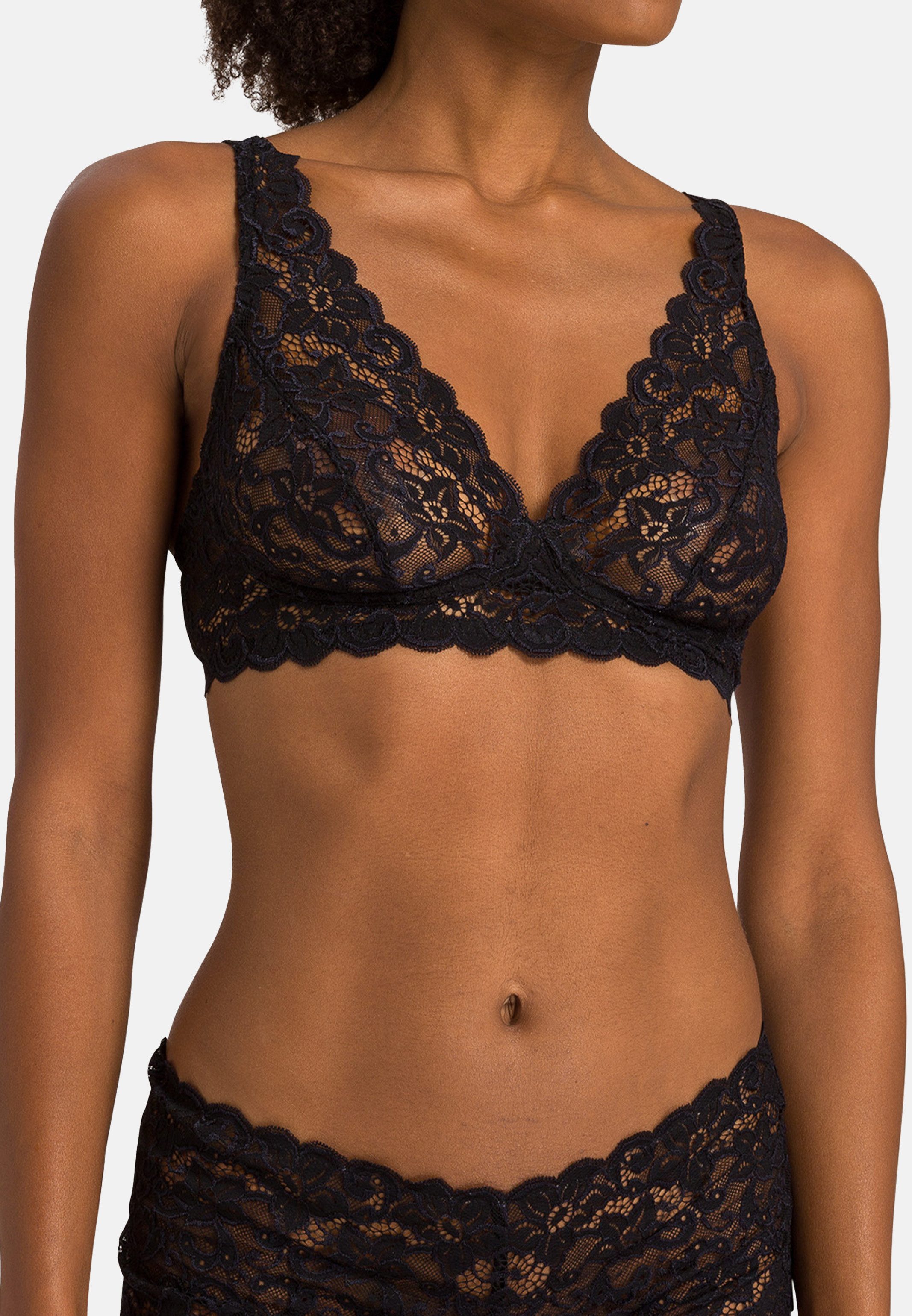 Hanro Bügelloser BH Moments (1-tlg) Soft Cup BH - ohne Bügel - Leicht transparent - Im Spitzen Design