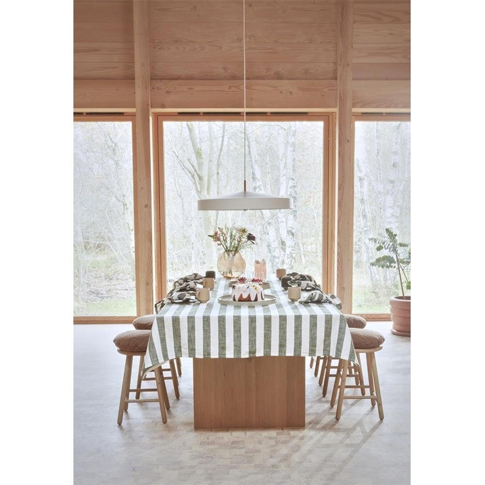 OYOY Tischdecke Bio-Baumwolle 260 x 140 cm Streifen, Weiß Olive
