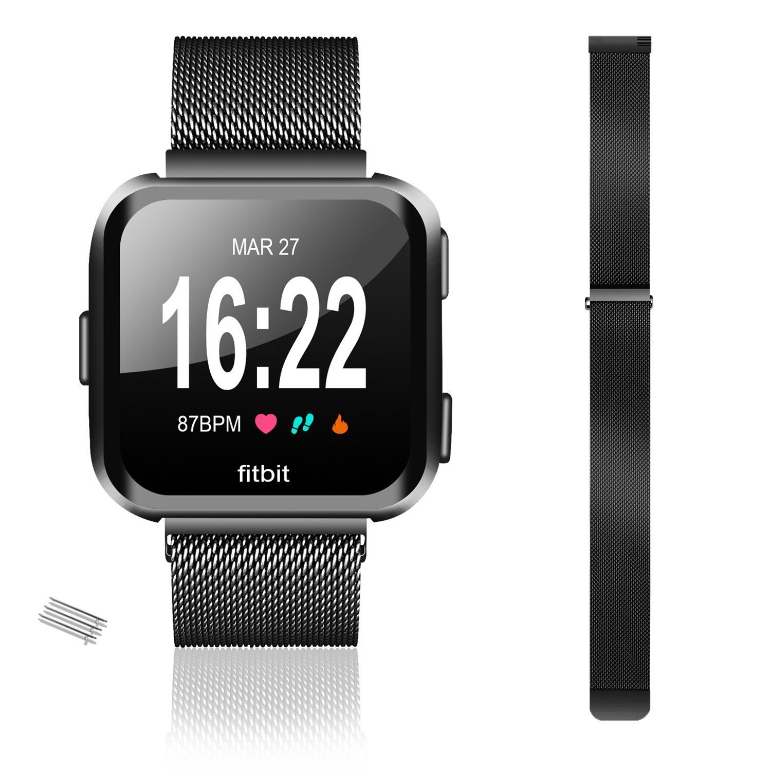 Diida Smartwatch-Armband Smartwatch-Armband, Uhrenarmbänder, für Fitbit Versa / 2 /Lite/ Versa SE /Silber/Roségold Schwarz