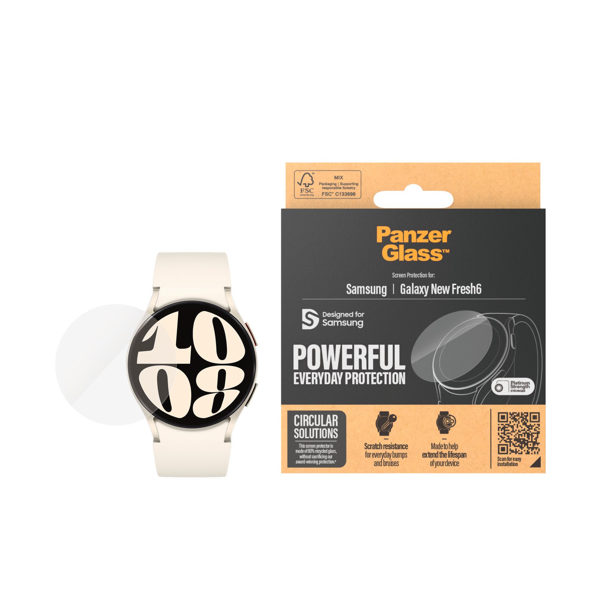 PanzerGlass Displayschutzglas Ultra-Wide Fit Screen Protection für Samsung Galaxy Watch7 44mm, Displayschutzfolie, Schutzfolie, Bildschirmschutz, kratz- & stoßfest