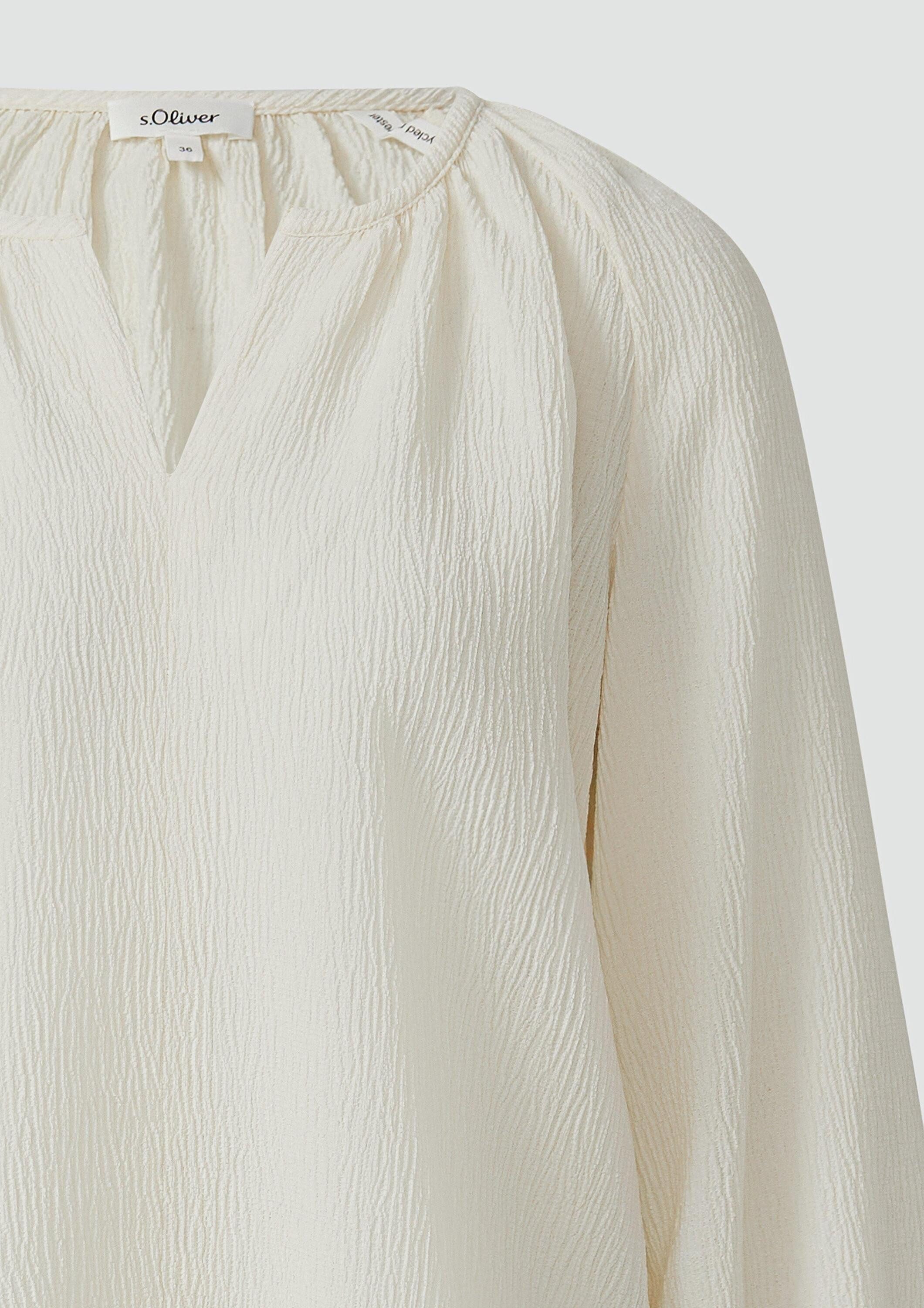 s.Oliver Langarmbluse Bluse Elastische strukturierte Bluse mit weitem Arm