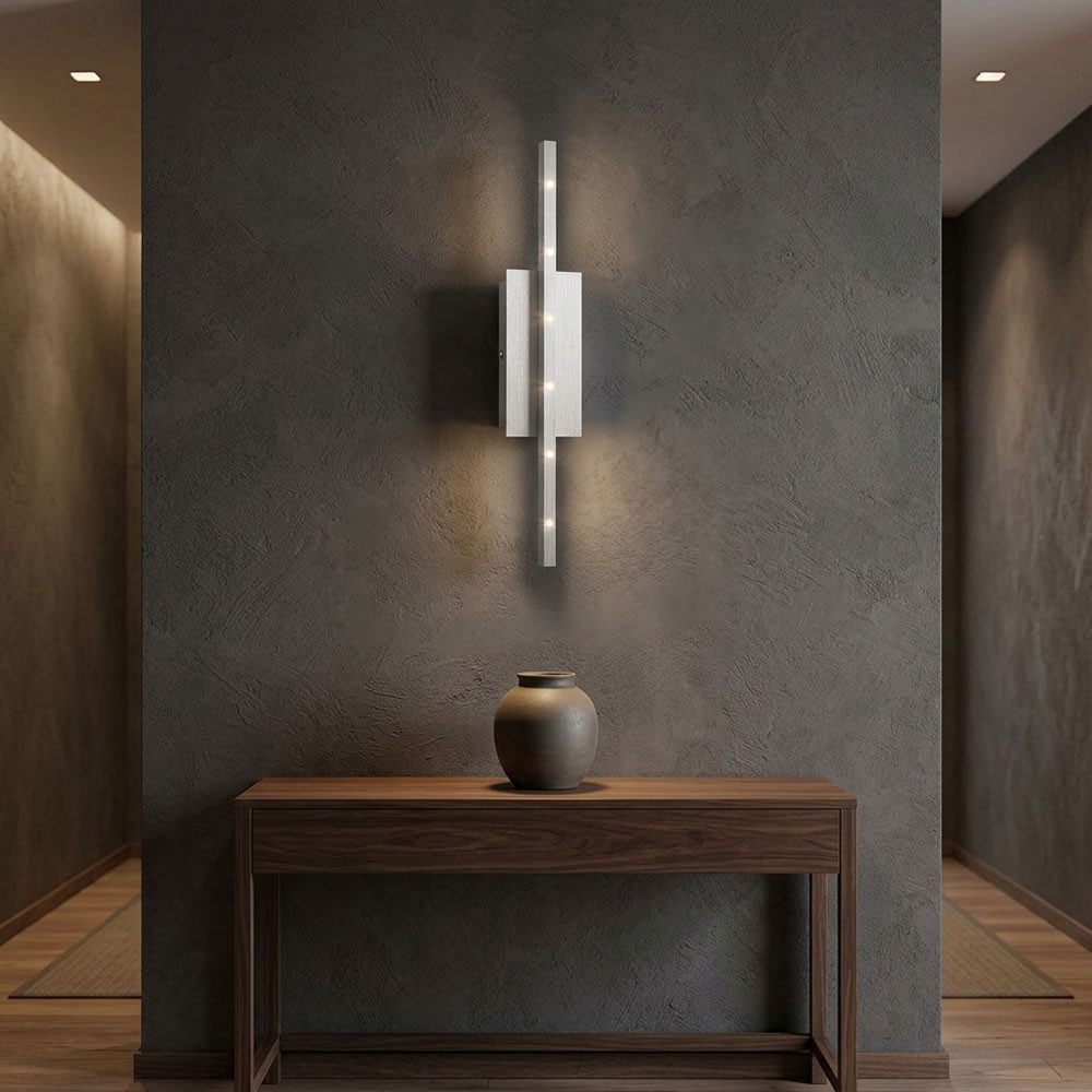 GLOBO LIGHTING LED Wandleuchte, LED-Leuchtmittel fest verbaut, Neutralweiß, LED Wandleuchte silber Wandstrahler Modern Wohnzimmer
