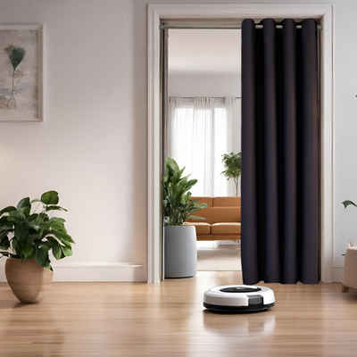 Türvorhang für alle gängigen Türgrößen, Thermovorhang (ohne Stange) Türgardine, tinycurtains, Ösen (1 St), abdunkelnd, 100% Polyester, Raumteiler blickdicht schwarz Eclipse 210x150cm für Tür & Fenster