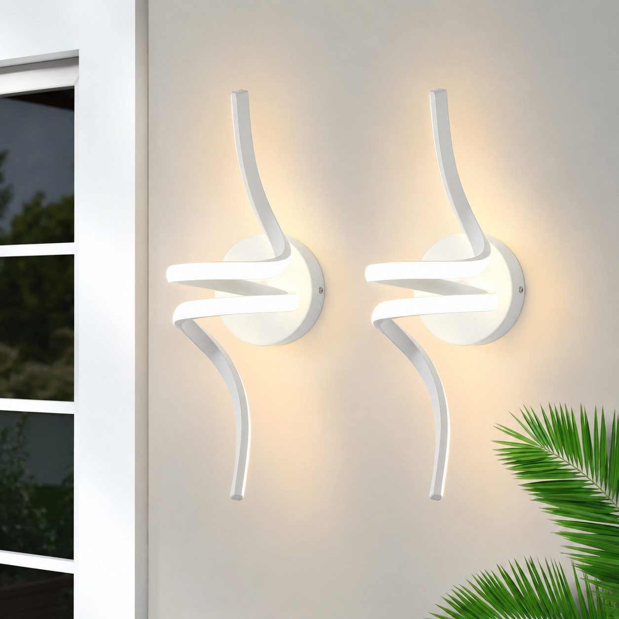 ZMH LED Wandleuchte Innen Schwarz/Weiß Modern Wandlampe 7W Warmweiß Treppenhaus Flur, Augenschutz, Einfache Installtion, LED fest integriert, 3000K, Aluminium Wandbeleuchtung Wohnzimmer