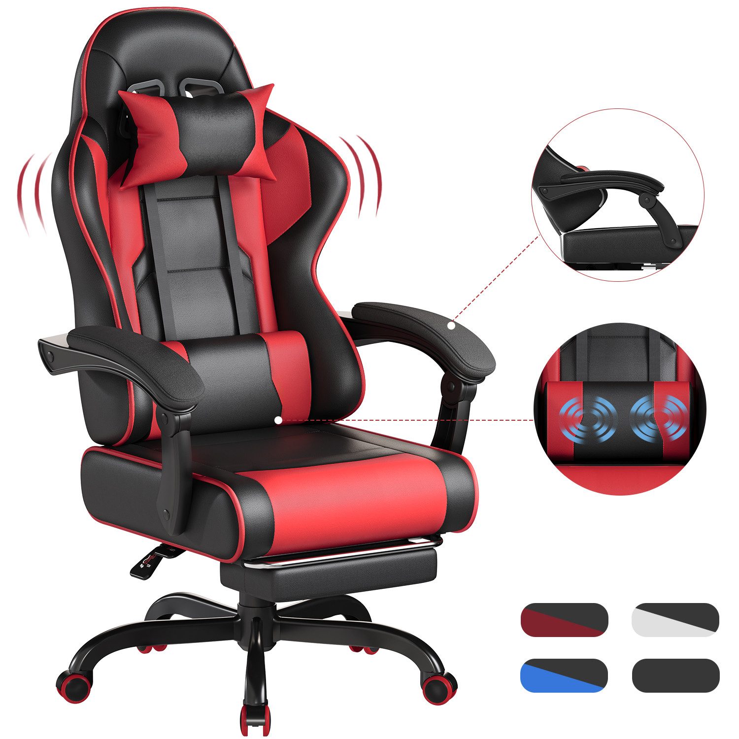 HOMALL Gaming-Stuhl Massage Bürostuhl mit Fußstütze,Kopfstütze Gaming Chair günstig online kaufen