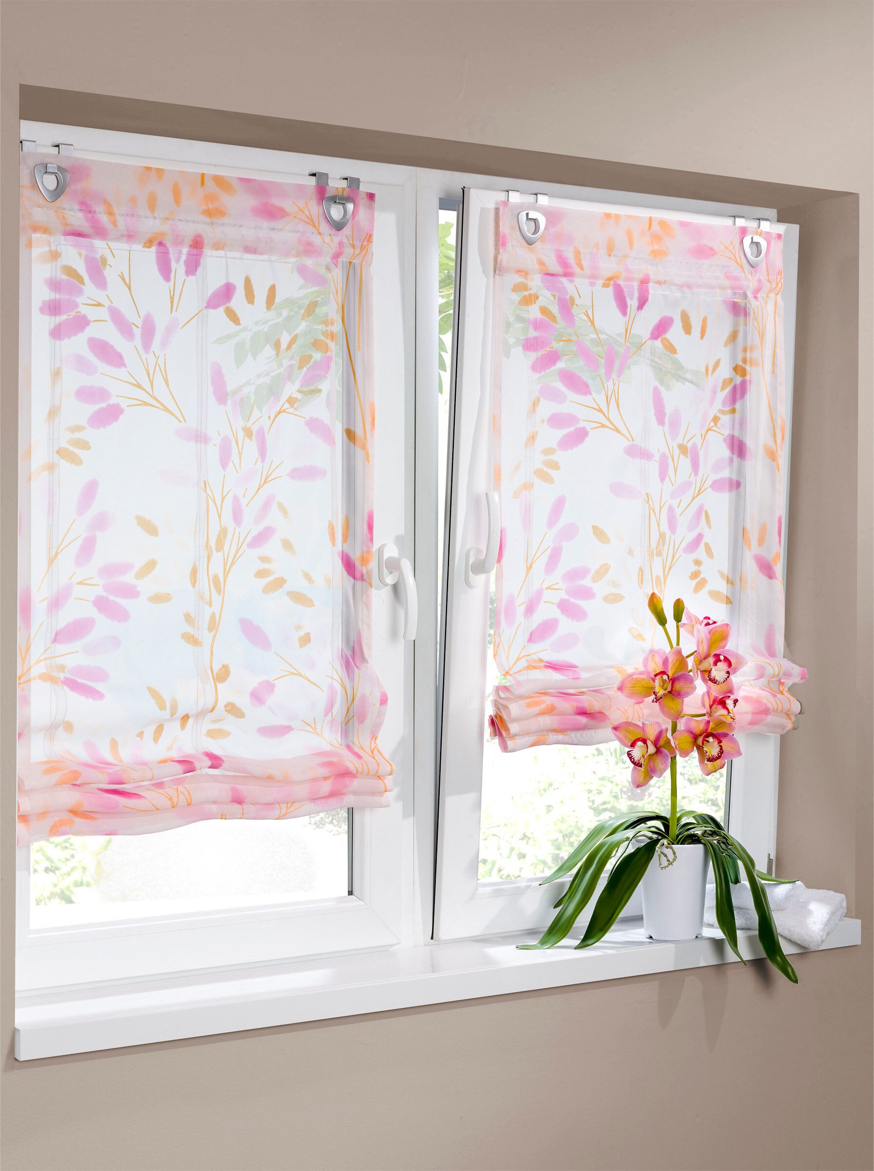 Rollo Raffrollo, heine, transparent, Ösen mit Fensterhaken