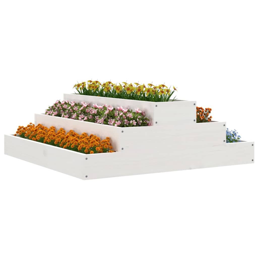 vidaXL Blumentopf Pflanzkübel Weiß 80x80x27 cm Massivholz Kiefer (1 St)