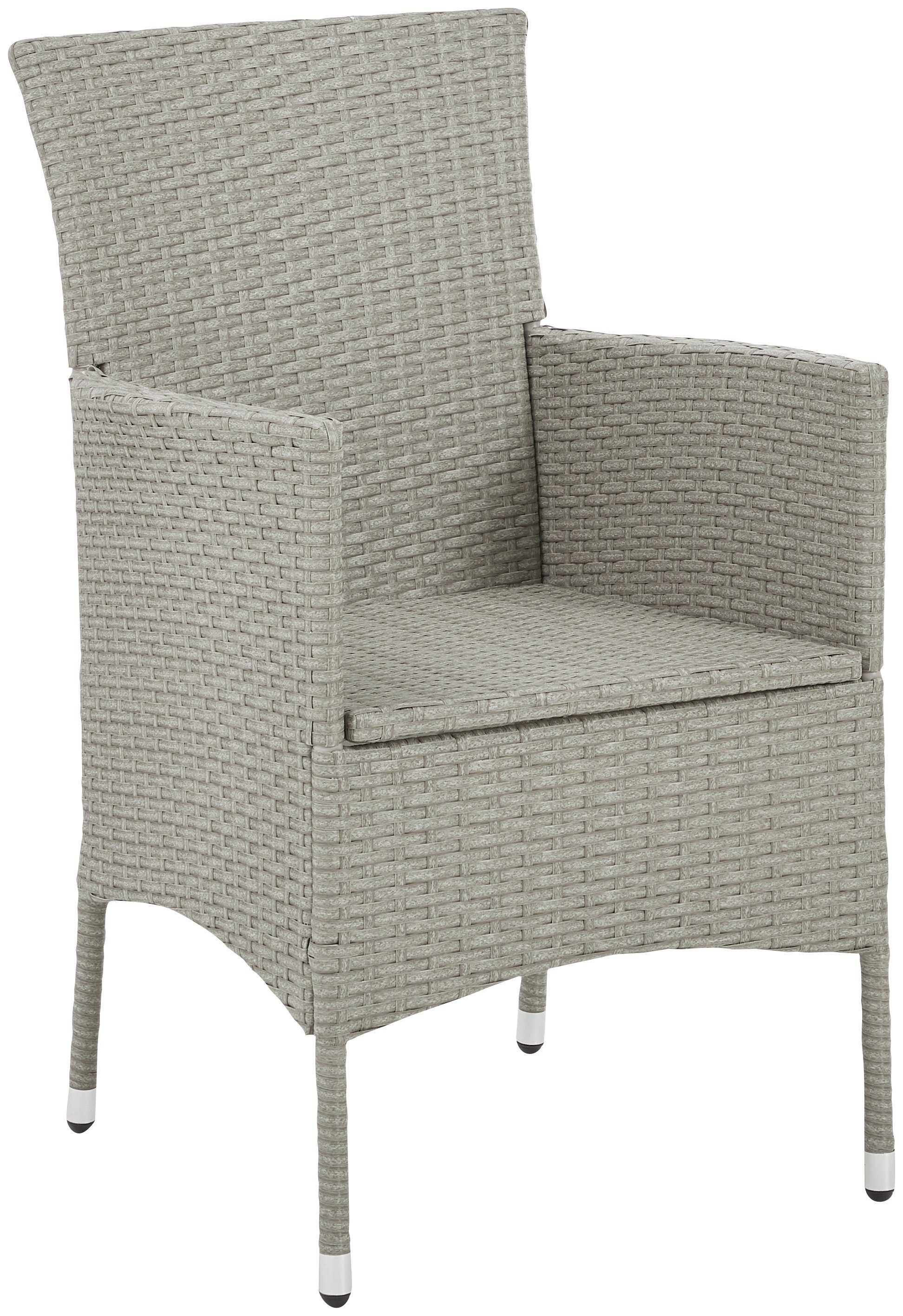 (7-tlg), Polyrattan Tisch grau | Mailand, cm, Balkonset Sessel, 50 2 KONIFERA grau Ø