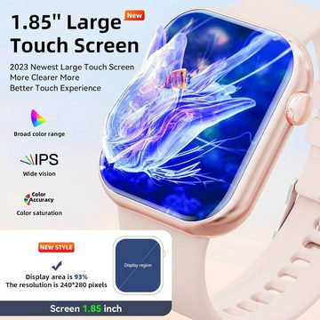 Hwagol Smartwatch (1,85 Zoll, Android, iOS), mit Bluetooth Anrufe, Uhr Damen Herren mit 140+ Sportmodi SpO2 Pulsuhr