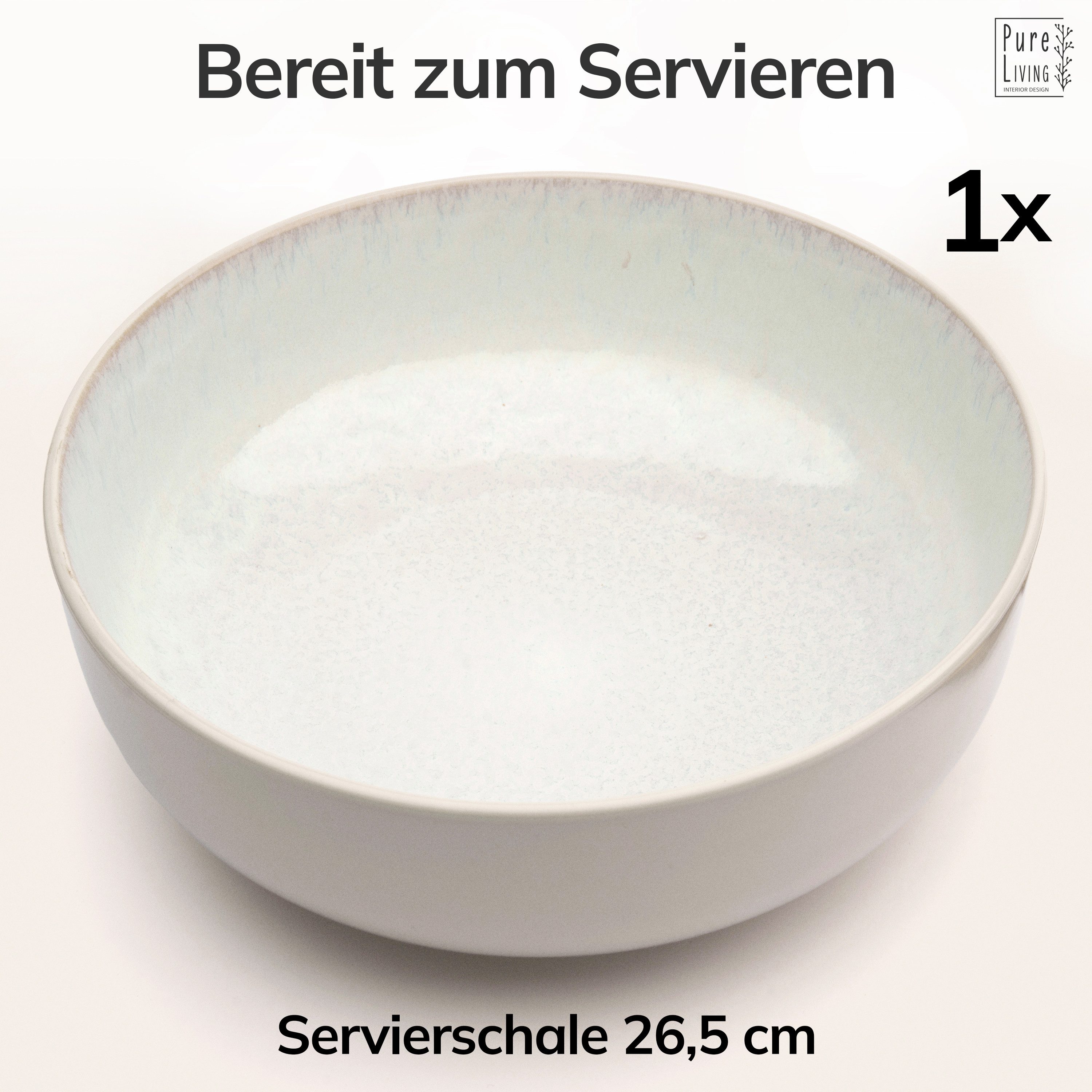 PURE LIVING INTERIOR DESIGN Geschirr-Set Ibiza, Servierschüssel, Riffelstruktur, Beige (1-tlg), 1 Personen, Steingut – Bild 5 von 5
