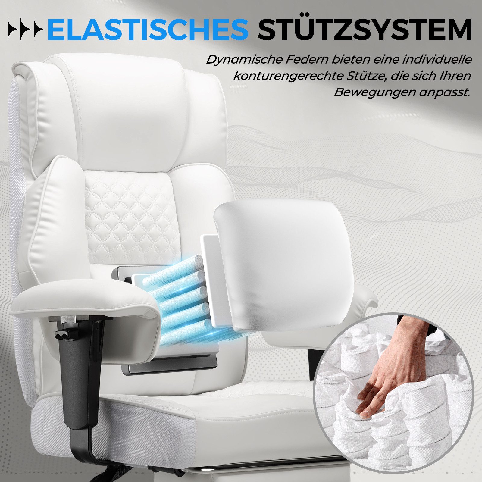 GTPLAYER Gaming-Stuhl für Große und Schwere Personen, ergonomischer Bürostuhl bis 180 kg, 3D Sitzkissen, verstellbar mit Fußstütze für Büro & Gaming