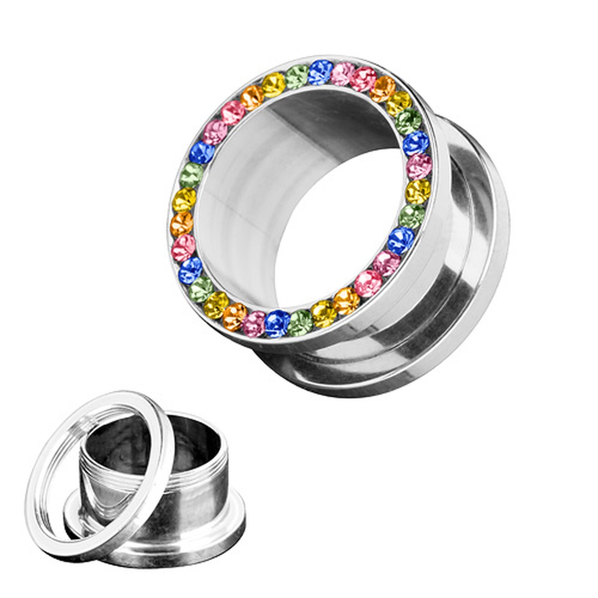 Taffstyle Plug Piercing Edelstahl Zirkonia Kristall, günstig online kaufen