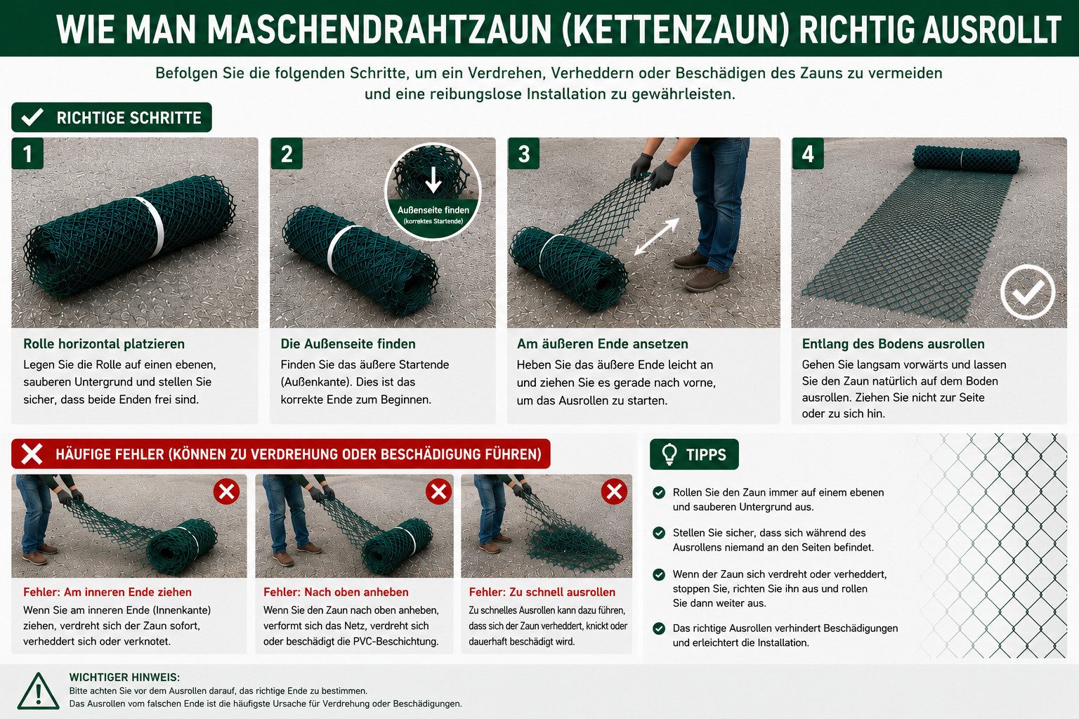 ESTEXO Gartenzaun Maschendrahtzaun Komplettset 1,5 x 25 m Zaunset Einschlaghülsen Zaun – Bild 4 von 5