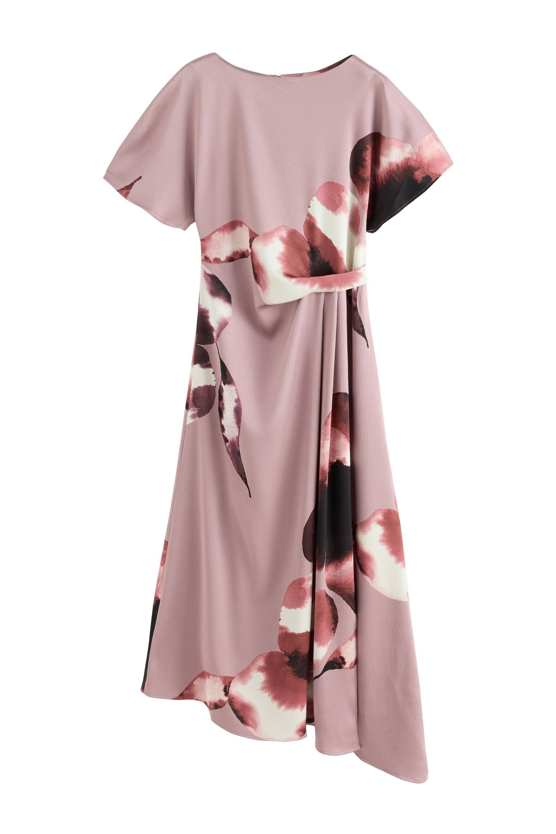 Next Midikleid Strukturiertes Kurzarm-Midikleid aus Satin (1-tlg)