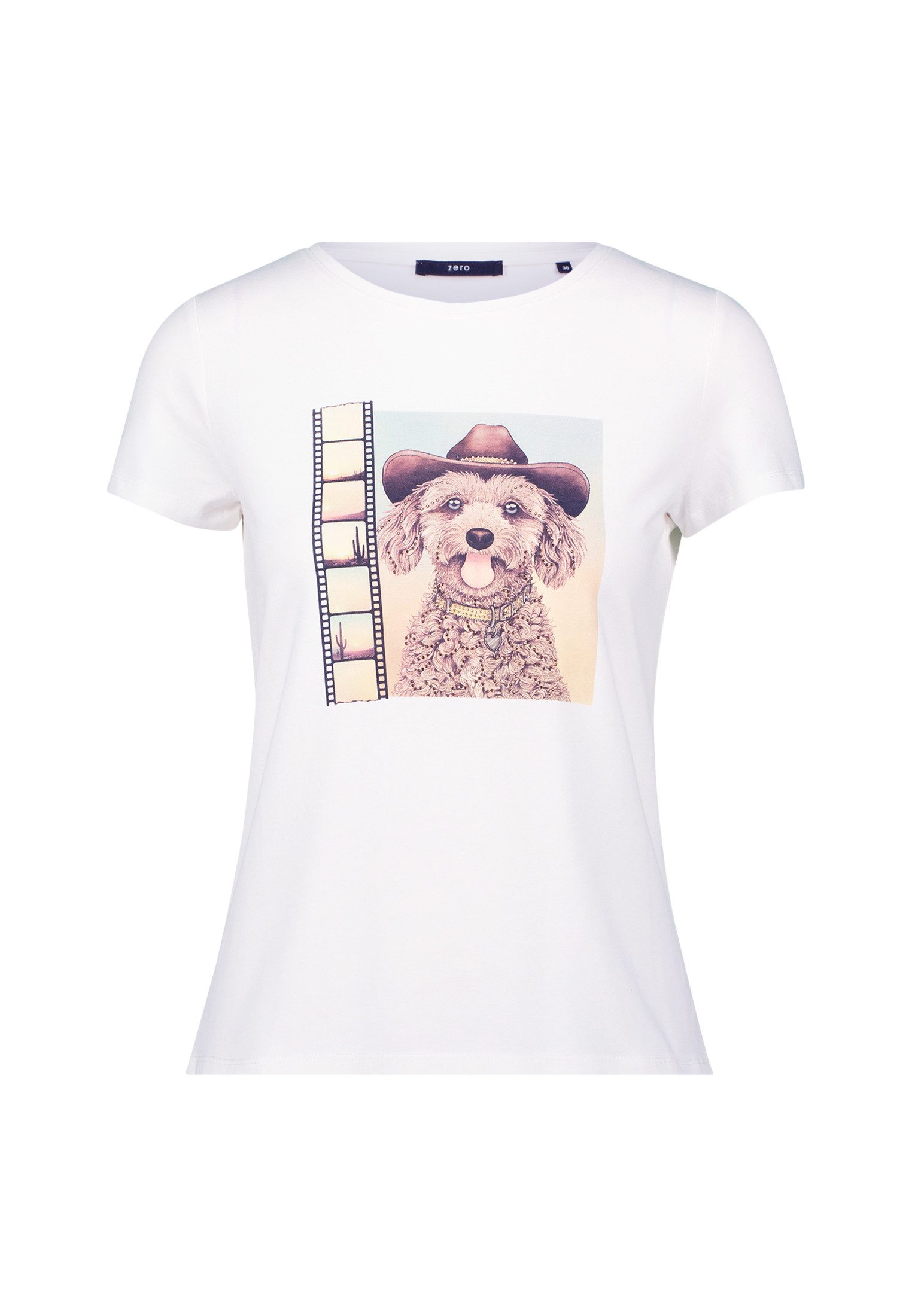 Zero Kurzarmshirt Damen T-Shirt mit Hundemotiv (1-tlg) Plain/ohne Details günstig online kaufen