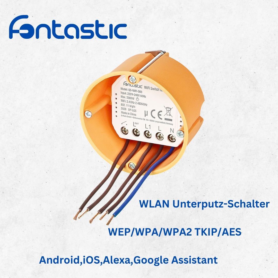 fontastic WLAN Unterputz-Schalter Unterputzschalter, Frequenzbereich: 2400-2483.5MHz