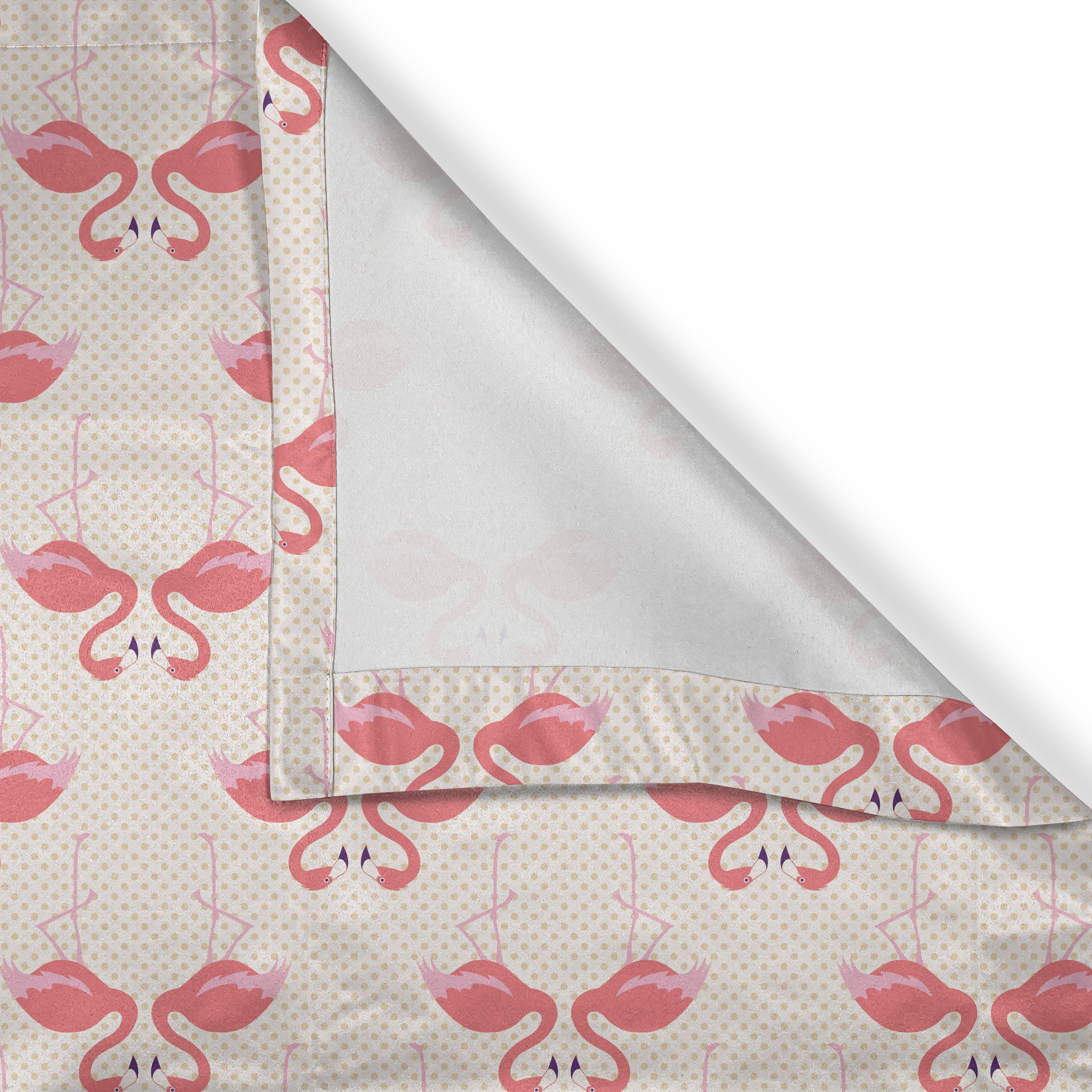 Flamingo 2-Panel-Fenstervorhänge für Wohnzimmer, Schlafzimmer Retro Gardine Dots Vogel Dekorative Tropic Abakuhaus,