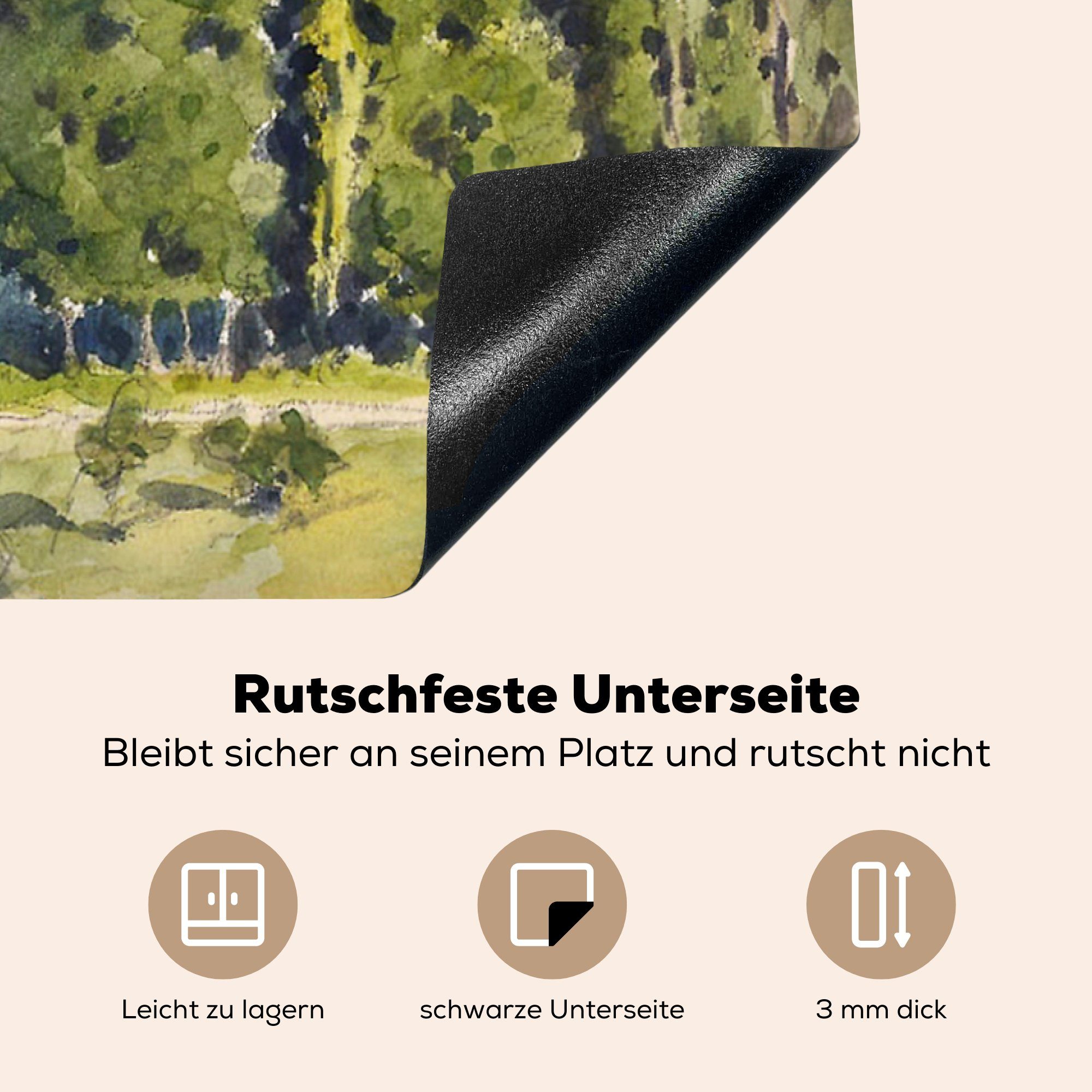 MuchoWow von Arbeitsplatte 83x51 Gustave tlg), (1 cm, Ceranfeldabdeckung, für Herdblende-/Abdeckplatte Vinyl, Gemälde - küche Skizzenbuch Caillebotte,
