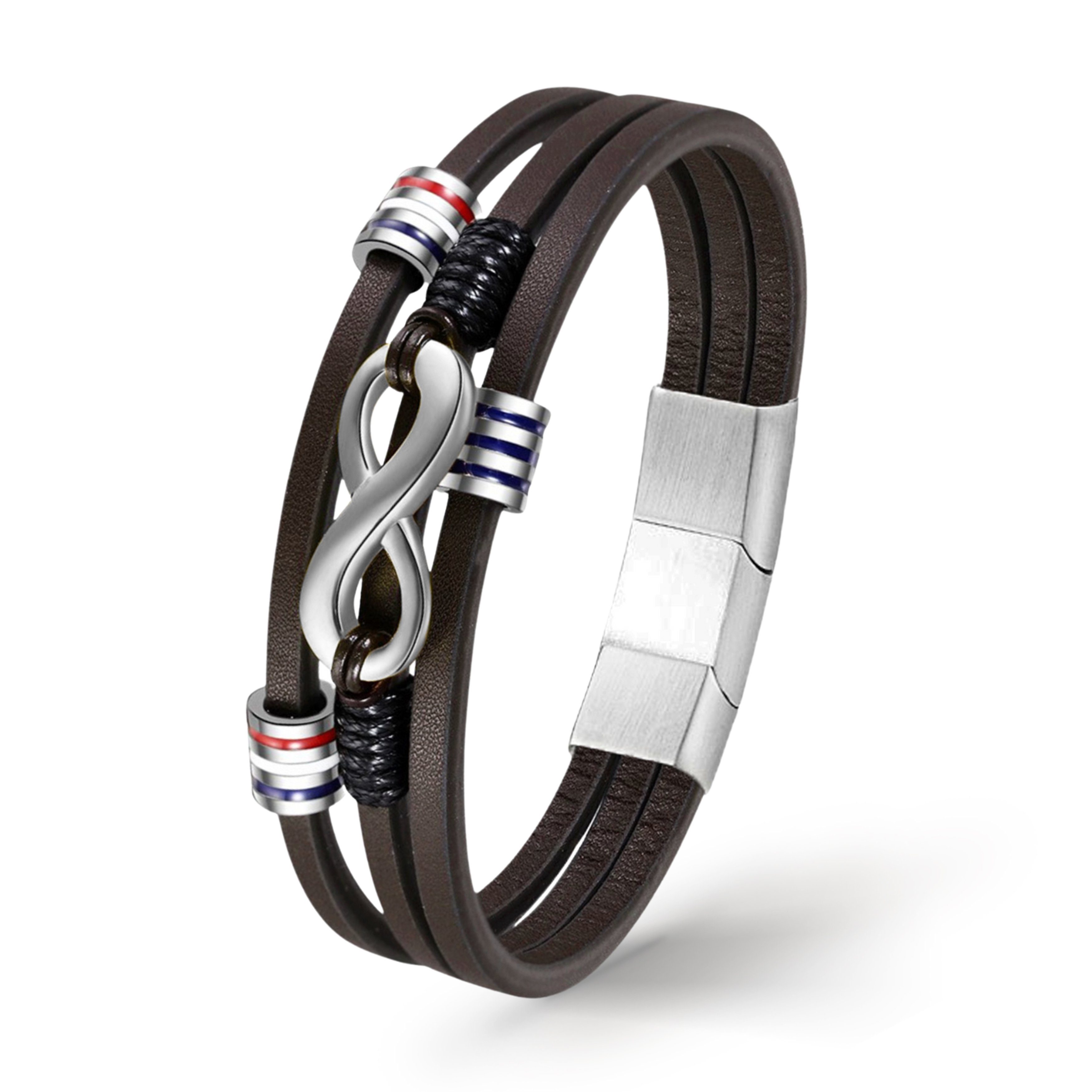 UNIQAL.de Lederarmband Unendlichkeit Leder Armband "EIGHT SILVER" Herren (U günstig online kaufen