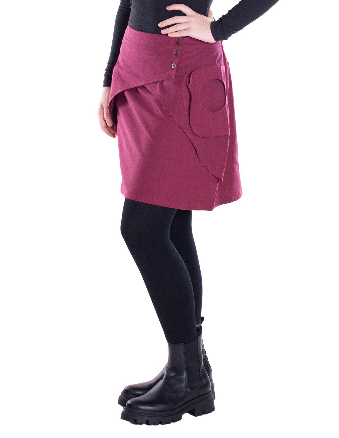 Vishes Minirock Damen Mini-Rock Baumwolle A-Linie breiter Bund mit Knopfleiste und Alternative Bekleidung, Ethno, Hippie, Retro Style – Bild 5 von 5