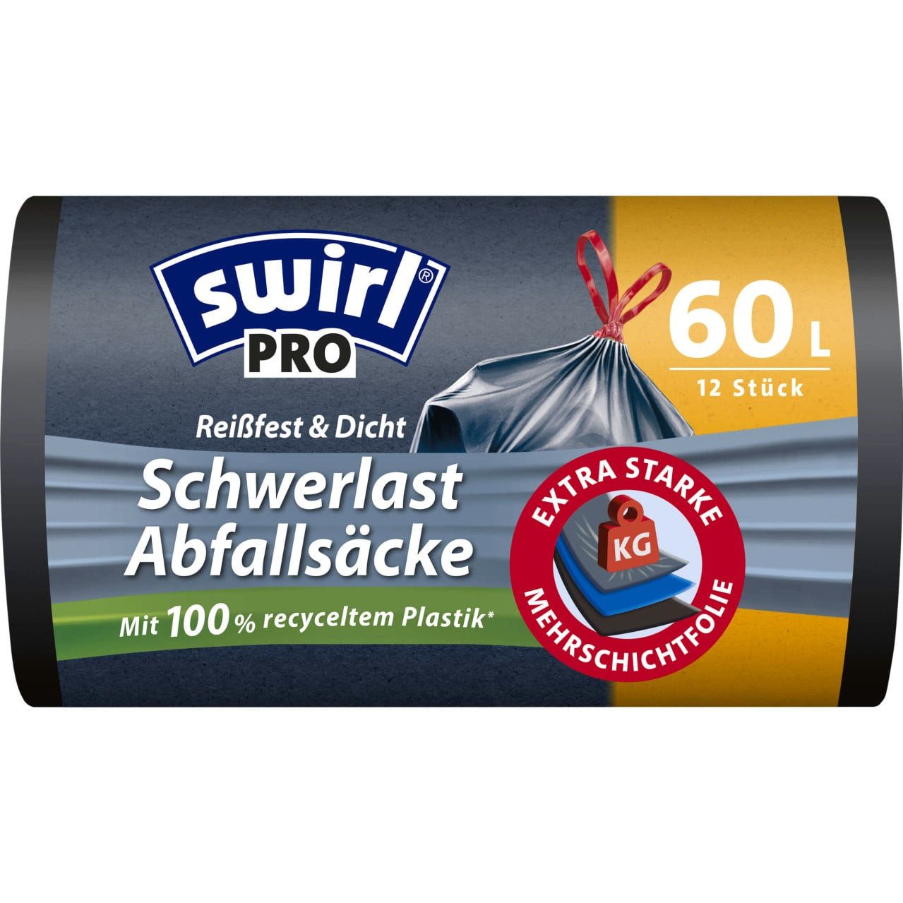Swirl Müllsack Swirl® Schwerlast-Säcke Profi mit Zugband 60 L