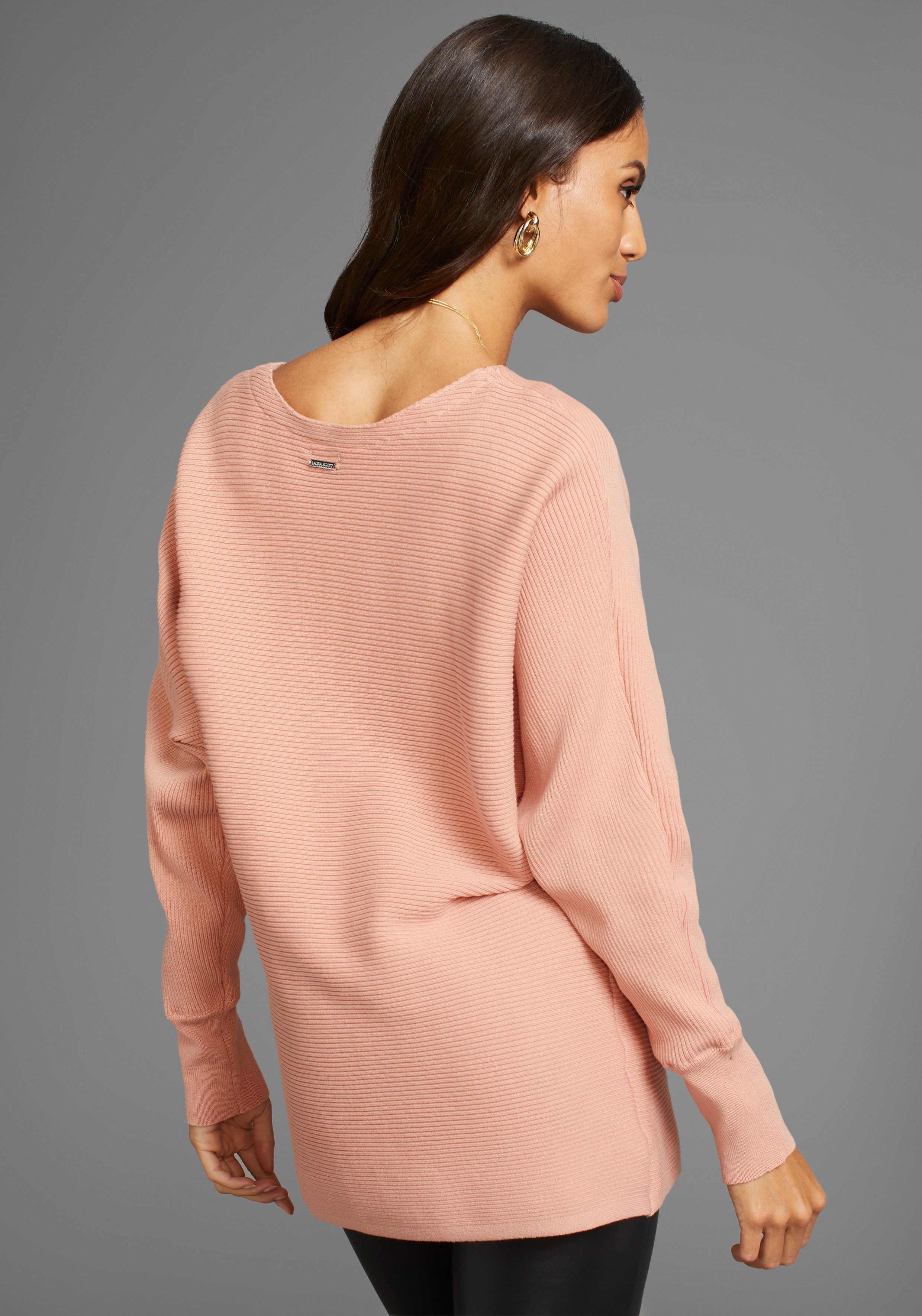 Laura Scott Rundhalspullover in oversized Form mit Rippstruktur günstig online kaufen