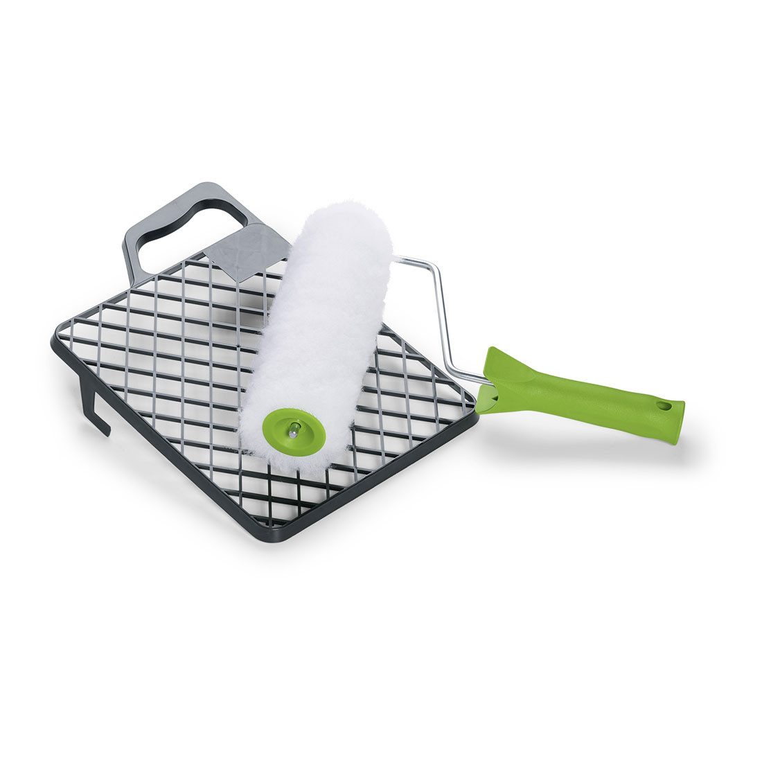 Nölle Farbwalze Farbroller Set 18 cm Weiß 1 Stück (Malerset, Farbroller, Farbwalze, Abstreifgitter, Ersatzwalze), Farbwalze Malerrolle Lackrolle Streichrolle Malerset Pinselset Malerzu