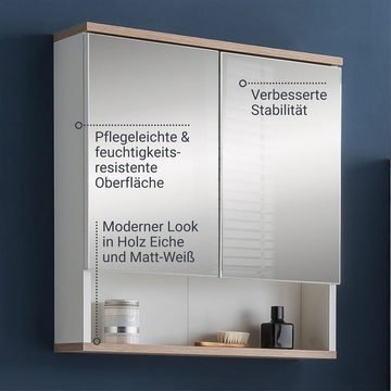 BADEDU Badezimmerspiegelschrank ARC Spiegelschrank mit zusätzlicher Ablage