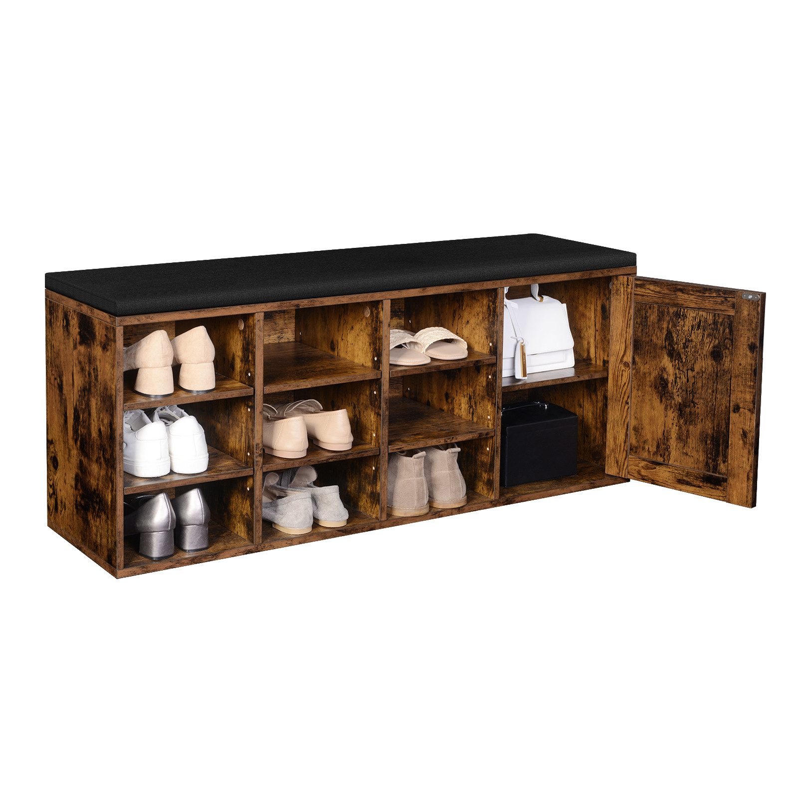 VASAGLE Schuhbank, Schuhregal, rustikale Tür günstig online kaufen