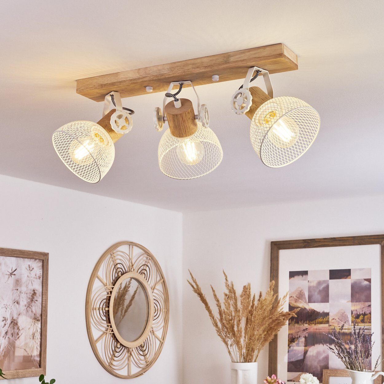 hofstein Deckenleuchte »Cotes« Deckenlampe aus Holz/Metall, günstig online kaufen