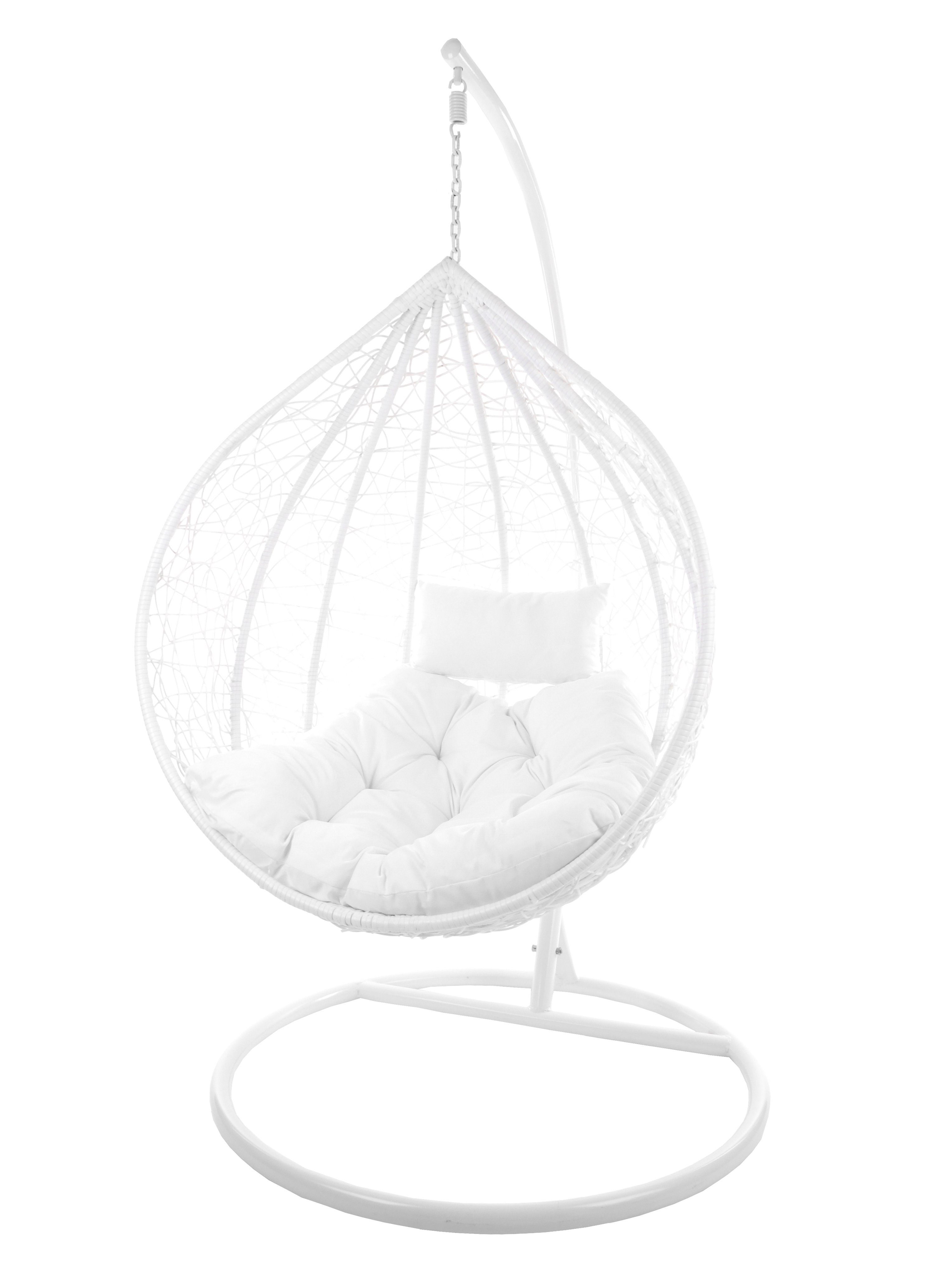 KIDEO Hängesessel Hängesessel MANACOR weiß, Swing Chair, weiß, Loungesessel mit Gestell und Kissen