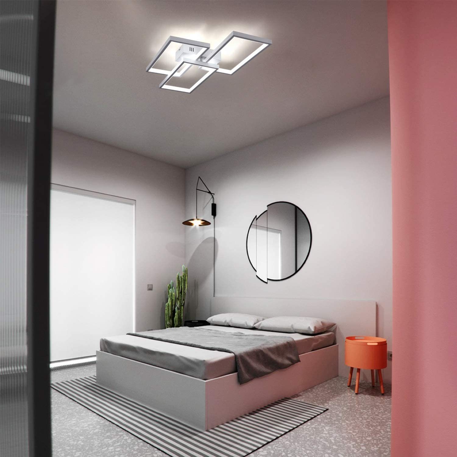 ZMH LED Weiße fest Wohnzimmerlampe, integriert, LED dimmbar Deckenleuchte 63W mit Fernbedienung