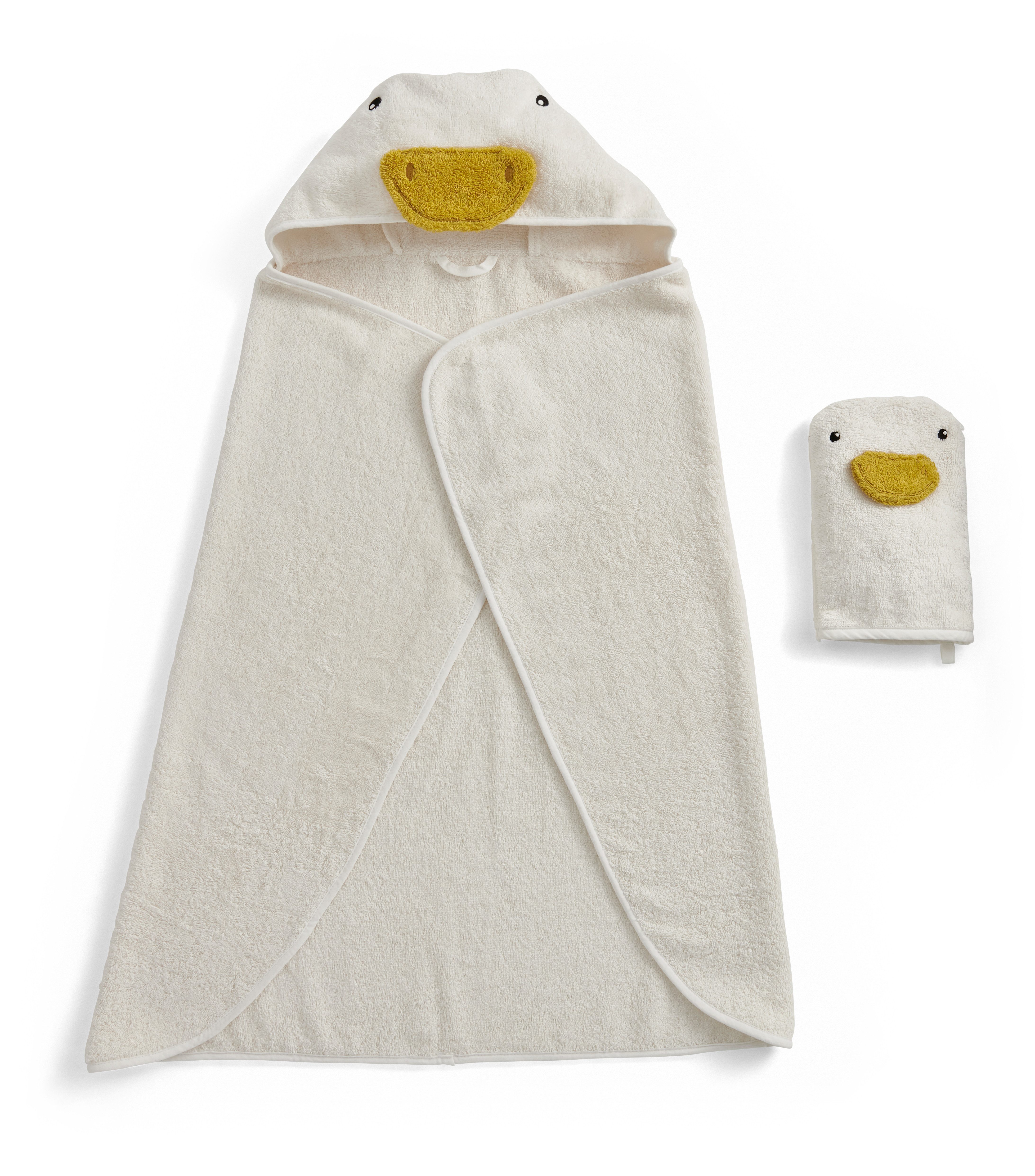 Christy Handtuch Set Christy Baby Gans, Walkfrottier (Set, 2-St), 1 Kapuzen-Badetuch (95x90 cm) und 1 Waschhandschuh (23x15 cm)