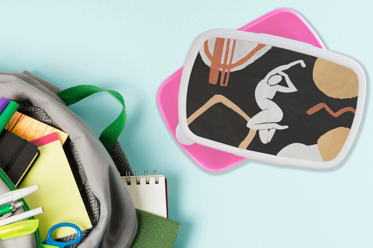 Mädchen, Snackbox, Kunststoff Figur für MuchoWow - Lunchbox Kinder, Kunst, Brotbox Kunststoff, rosa Brotdose Frau Erwachsene, - (2-tlg),