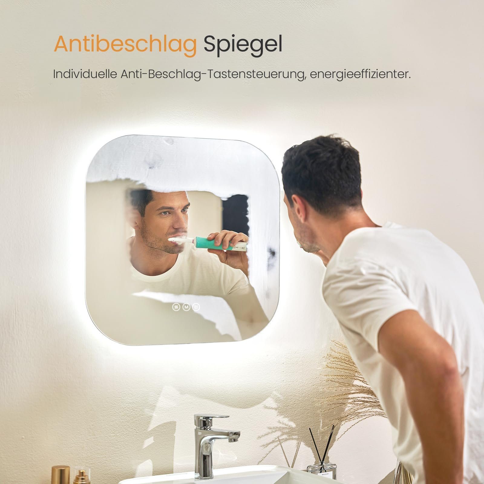 EMKE Badspiegel mit Beleuchtung 3 Lichtfarben günstig online kaufen