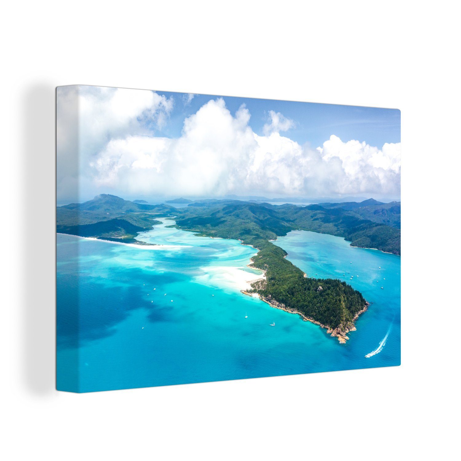 OneMillionCanvasses® Leinwandbild Great Barrier Reef vor den Whitsunday Islands, (1 St), Wandbild Leinwandbilder, Aufhängefertig, Wanddeko, 30x20 cm