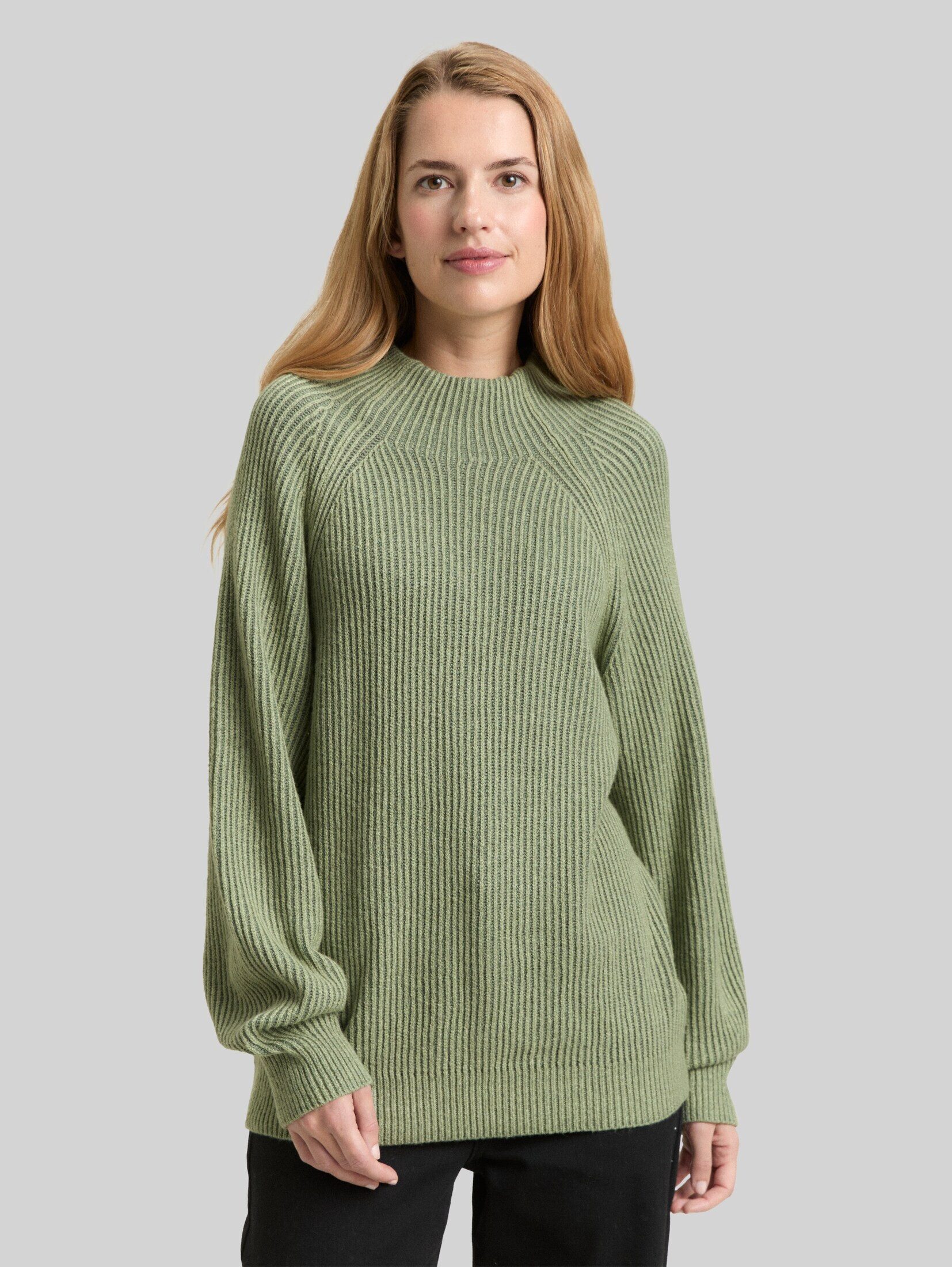 TOM TAILOR Strickpullover Pullover & Strickjacken Gerippter Pullover mit Stehkragen
