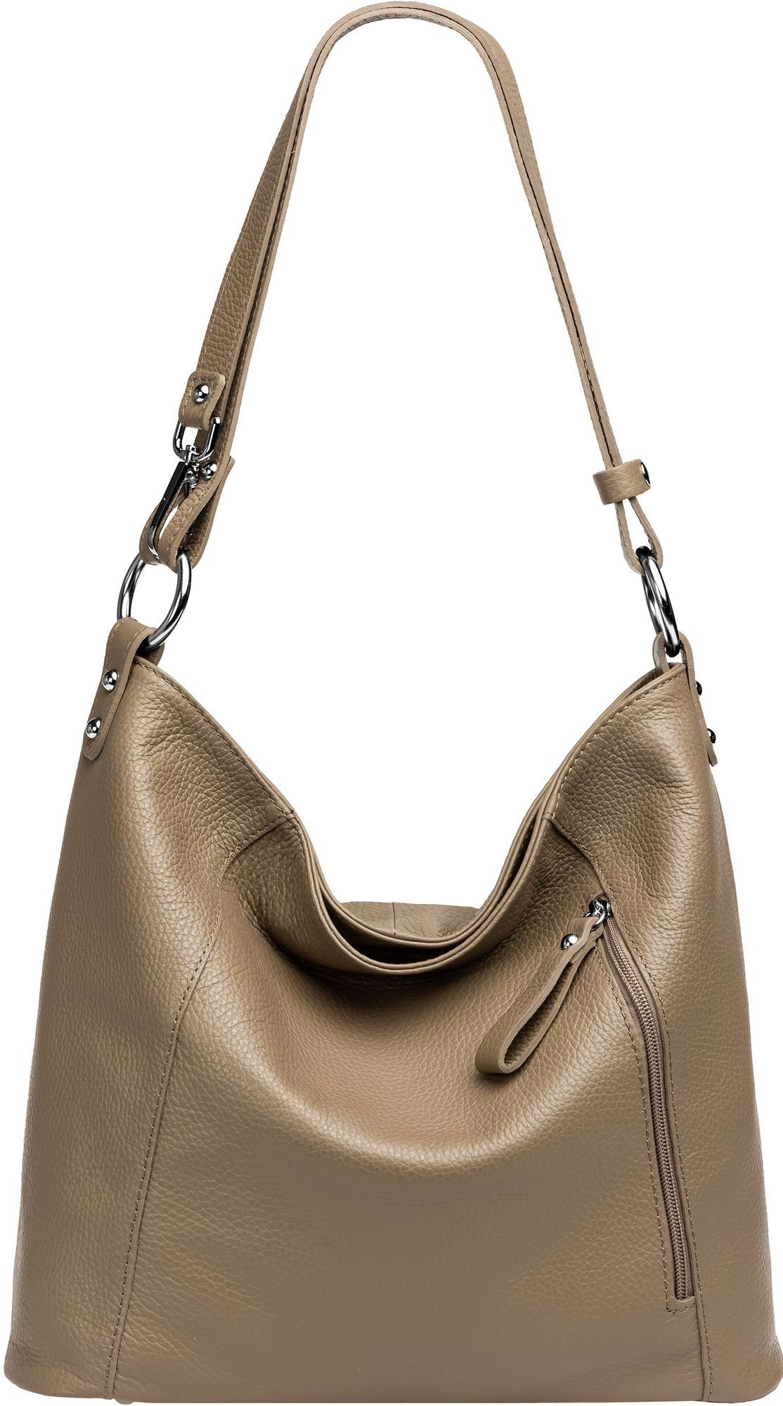 Caspar Schultertasche TL806 sportlich elegante 2-in-1 Damen Leder Schulter- und Umhängetasche